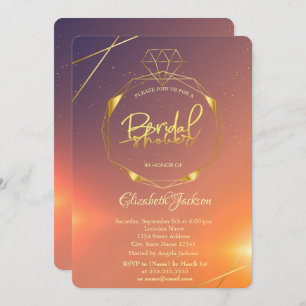 Elegant Gold Diamond Shiny Bridal Shower Invitation
