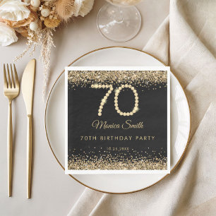 Elegant Gold Diamonds 70th Birthday Party Napkin