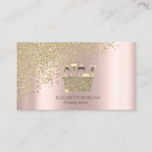 Elegant Gold Diamonds Broom Maid Cleaning House  Business Card
