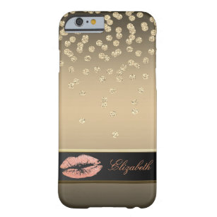 Elegant Gold Diamonds -Glittery Lip-Personalised Barely There iPhone 6 Case