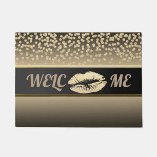 Elegant Gold Diamonds-Glittery Lip-Personalised Doormat