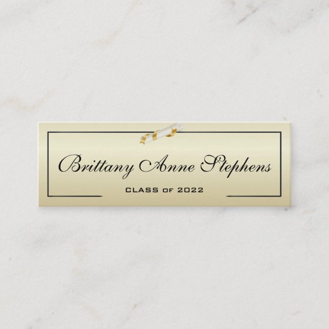 Elegant Gold Diploma Name Card Insert (Front)
