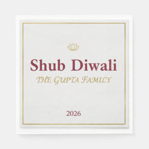 Elegant Gold Diya Mandala Happy Diwali Festival Pa Napkin