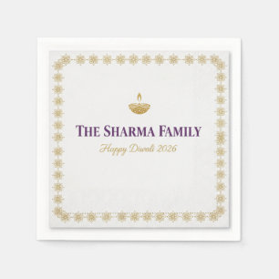 Elegant Gold Diya Mandala Happy Diwali Festival Pa Napkin
