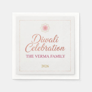 Elegant Gold Diya Mandala Happy Diwali Festival Pa Napkin