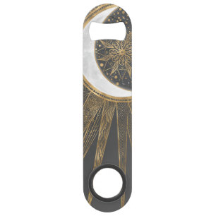 Elegant Gold Doodles Sun Moon Mandala Design