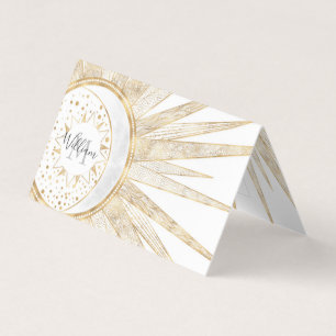 Elegant Gold Doodles Sun Moon Mandala Design Business Card