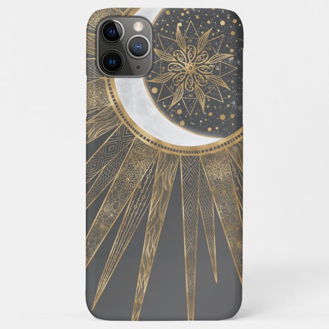 Elegant Gold Doodles Sun Moon Mandala Design Case-Mate iPhone Case (Back)