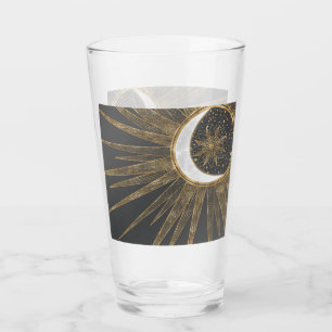 Elegant Gold Doodles Sun Moon Mandala Design Glass