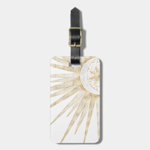 Elegant Gold Doodles Sun Moon Mandala Design Luggage Tag