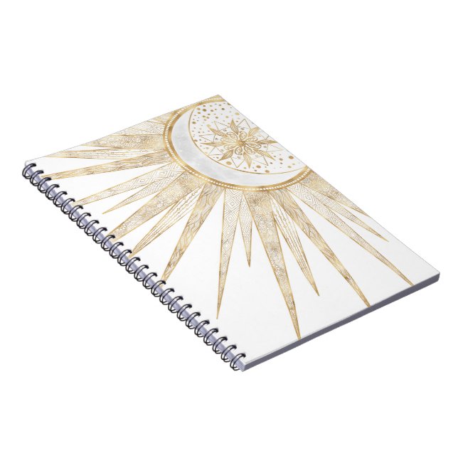 Elegant Gold Doodles Sun Moon Mandala Design Notebook (Right Side)