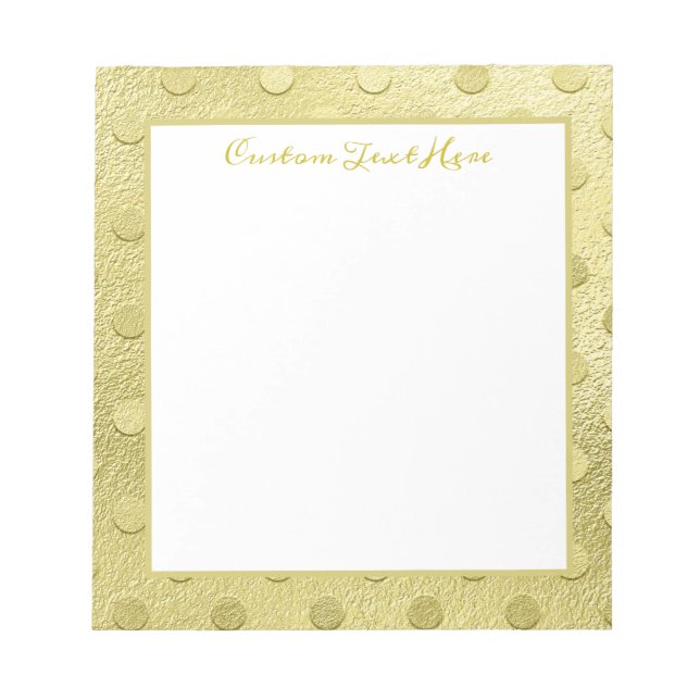 Elegant Gold Dot Pattern Glam Personalised Notepad (Front)