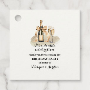 Elegant Gold Double Celebration Joint Birthday Favour Tags