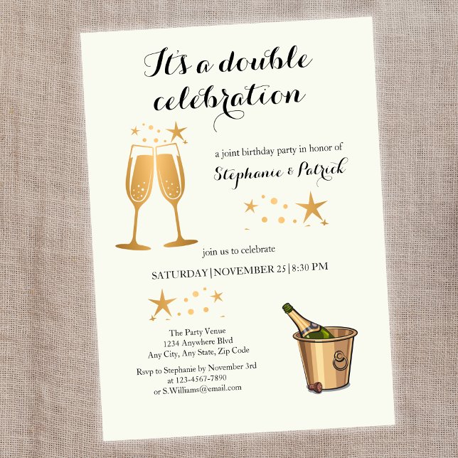 Elegant Gold Double Celebration Joint Birthday Invitation (Creator Uploaded)