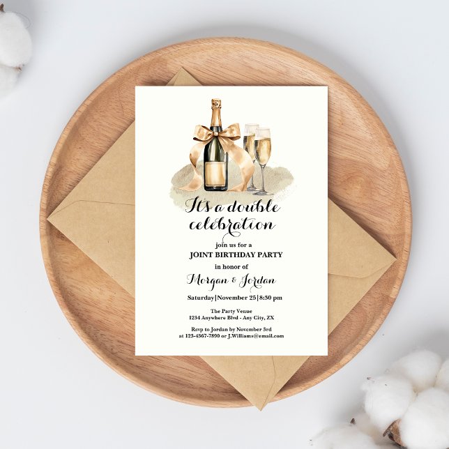 Elegant Gold Double Celebration Joint Birthday Invitation (Creator Uploaded)