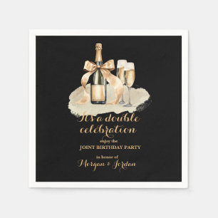 Elegant Gold Double Celebration Joint Birthday Napkin