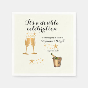 Elegant Gold Double Celebration Joint Birthday Napkin