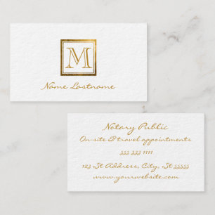 Elegant Gold Double Frame Monogram Notary Public  Business Card