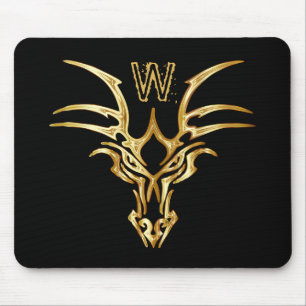 Elegant Gold Dragon Head Initial Fantasy Mouse Mat