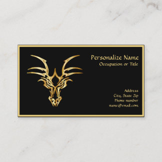 Elegant Gold Dragon Head on Black Business Card
