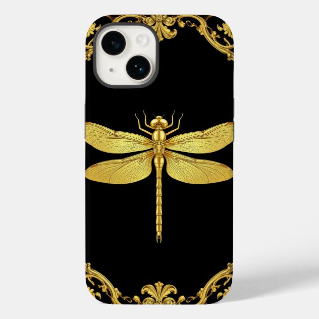 Elegant Gold Dragonfly Illustration Case-Mate iPhone Case (Back)