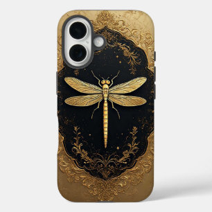 Elegant Gold Dragonfly Illustration iPhone 16 Case