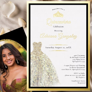 Elegant gold dress 15th birthday Quinceanera