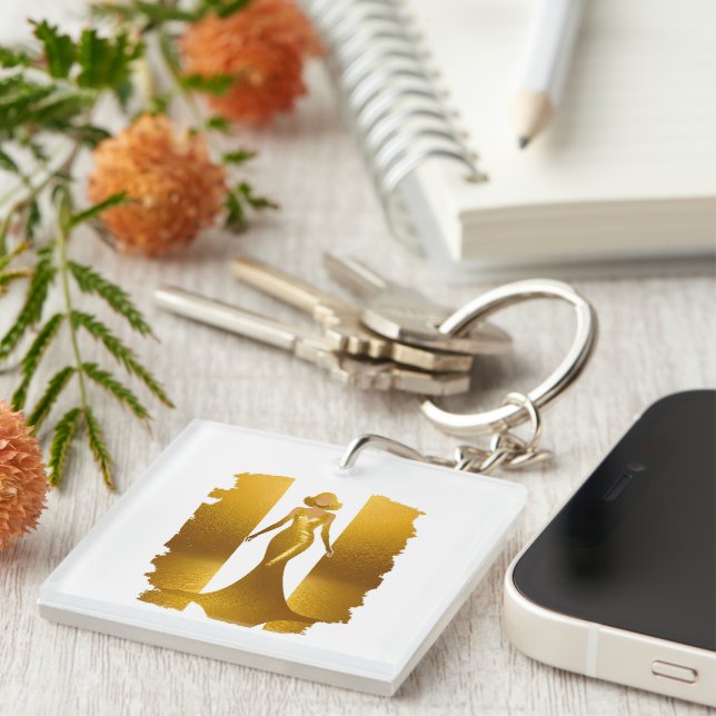 elegant gold dress key ring (Front Right)