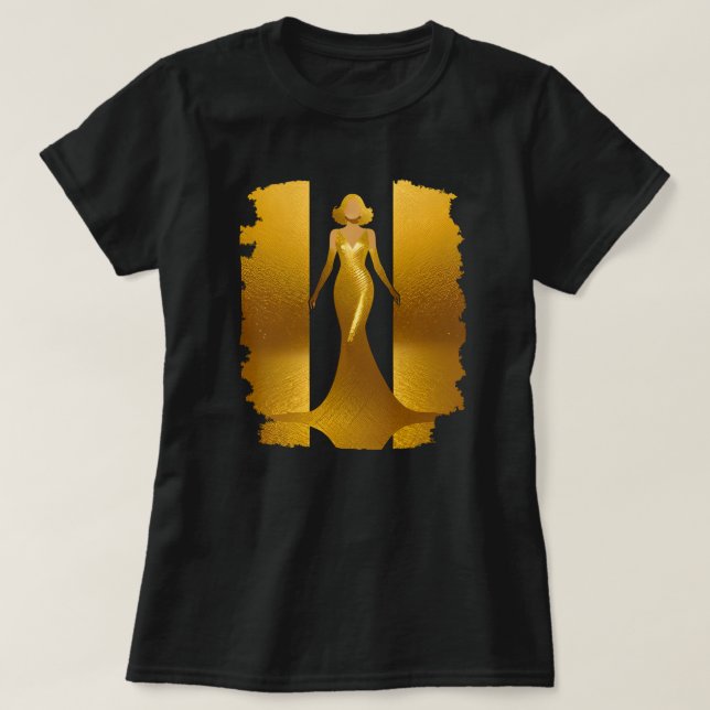 elegant gold dress T-Shirt (Design Front)