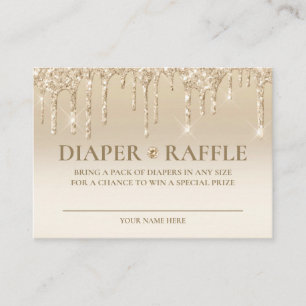Elegant Gold Drip Baby Shower Diaper Raffle Card