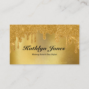 Elegant Gold Dripping Simple Makeup Hair Beauty Business Card
