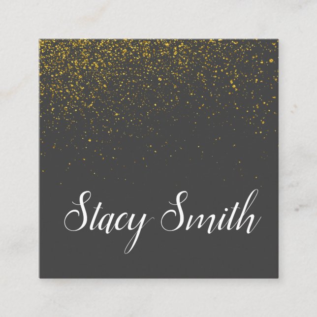 Elegant Gold Dust / Grey Square Business Card (Front)