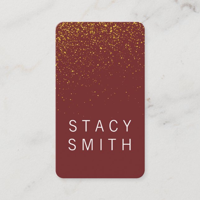 Elegant Gold Dust / Red Business Card (Front)