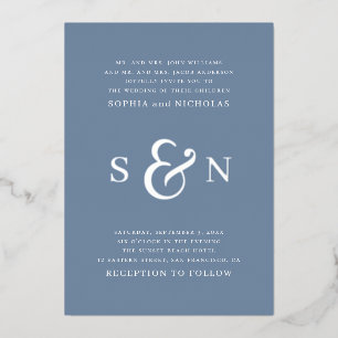 Elegant gold dusty blue typography details wedding