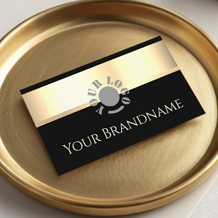 Elegant Gold Effect Black Custom Logo Professional Business Card