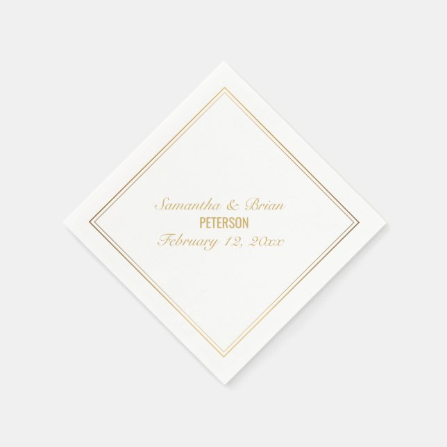 Elegant gold effect Bride and Groom wedding napkin (Corner)