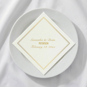 Elegant gold effect Bride and Groom wedding napkin
