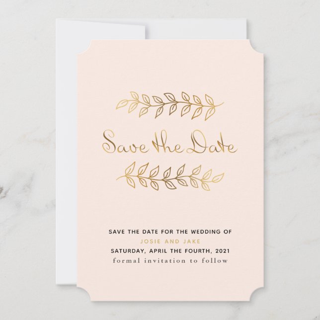 Elegant gold effect save the date card (Front)