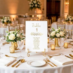 Elegant Gold effect Table Number 1 Seating Chart