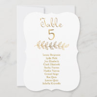 Elegant Gold effect Table Number 5 Seating Chart