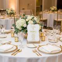 Elegant Gold effect Table Number 5 Seating Chart
