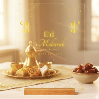 Elegant Gold Eid Mubarak Acrylic Sign