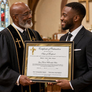Elegant Gold Elder Certificate of Ordination