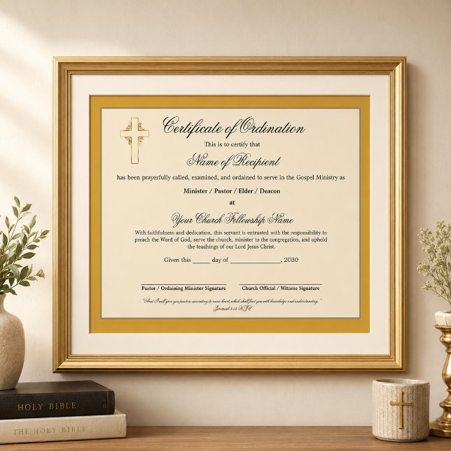 Elegant Gold Elder Certificate of Ordination (Creator Uploaded)