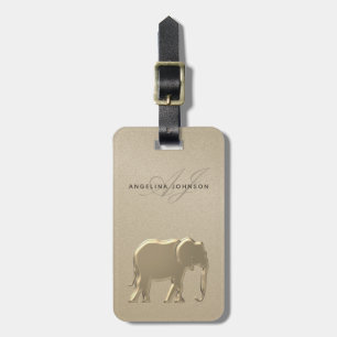 Elegant Gold Elephant Luggage Tag for Her