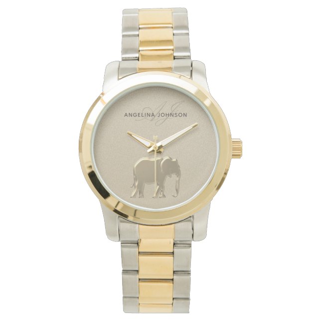Elegant Gold Elephant Watch for Her (Front)