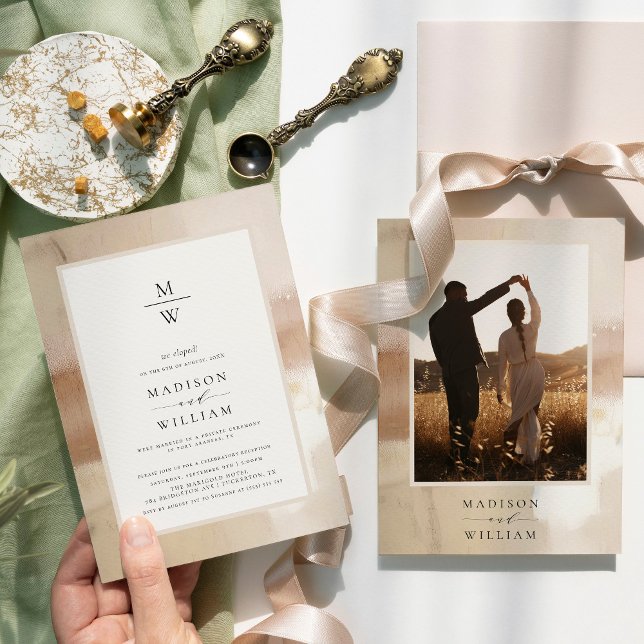 Elegant Gold Elopement Wedding Reception Invitation (Creator Uploaded)