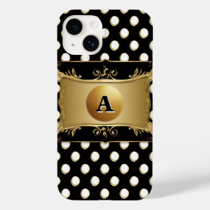 Elegant Gold Emblem on Polka-Dot Case-Mate iPhone 14 Case
