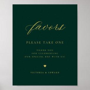 Elegant Gold Emerald Green Wedding Favour  Poster