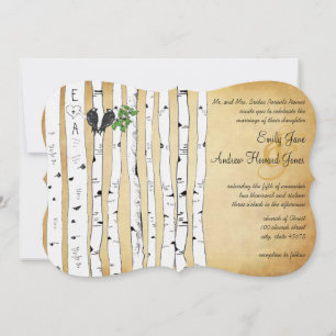 Elegant Gold Enchanted Forest Birch Tree Wedding Invitation